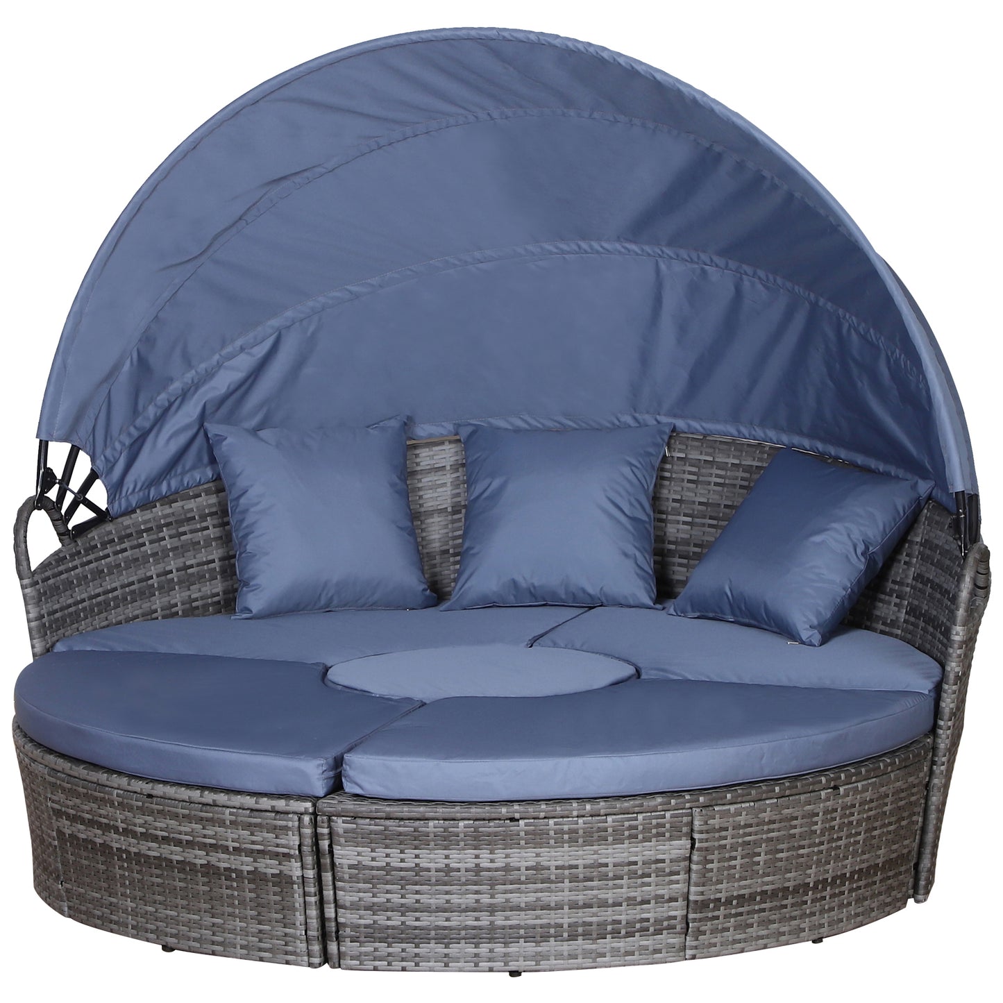 Outdoor PE Rattan Garden Furniture with Cushioned, Patio Wicker Conversation Furniture Set
