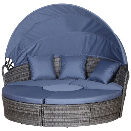 Outdoor PE Rattan Garden Furniture with Cushioned, Patio Wicker Conversation Furniture Set