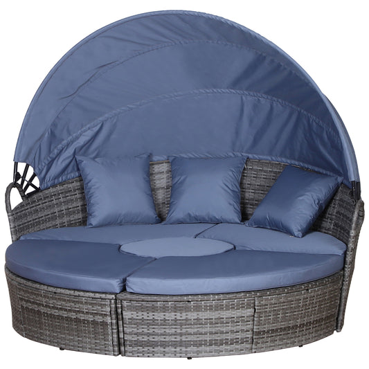 Outdoor PE Rattan Garden Furniture with Cushioned, Patio Wicker Conversation Furniture Set