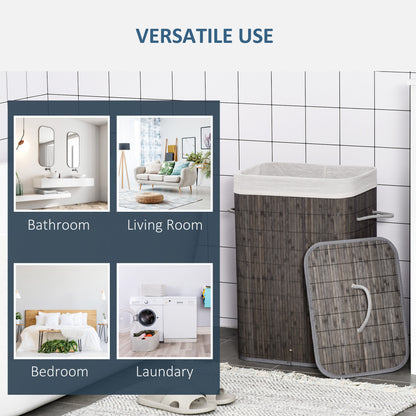 Laundry Basket with Flip Lid and String Handles, Collapsible Hamper Removable Lining Board Base Foldable Water-Resistant Dirt