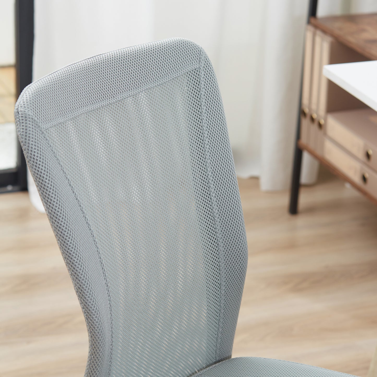 Office Chair, Armless Desk Chair, Adjustable Computer Swivel Chair with Rolling Wheels and Mesh Back for Home Work Study