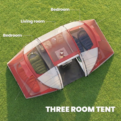 4 Man UV Protection Camping Tent - Grey and Red