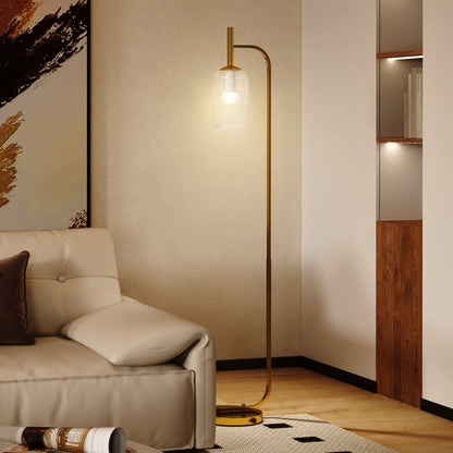 Floor Lamp for Living Room with Glass Lampshade, Modern Standing Lamp with Foot Switch for Bedroom, Bulb not Included
