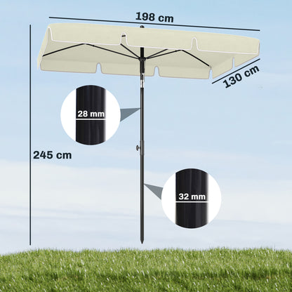 2 x 1.3m Garden Parasol Umbrella, Outdoor Market Table Umbrella with Ruffles & Aluminium Pole