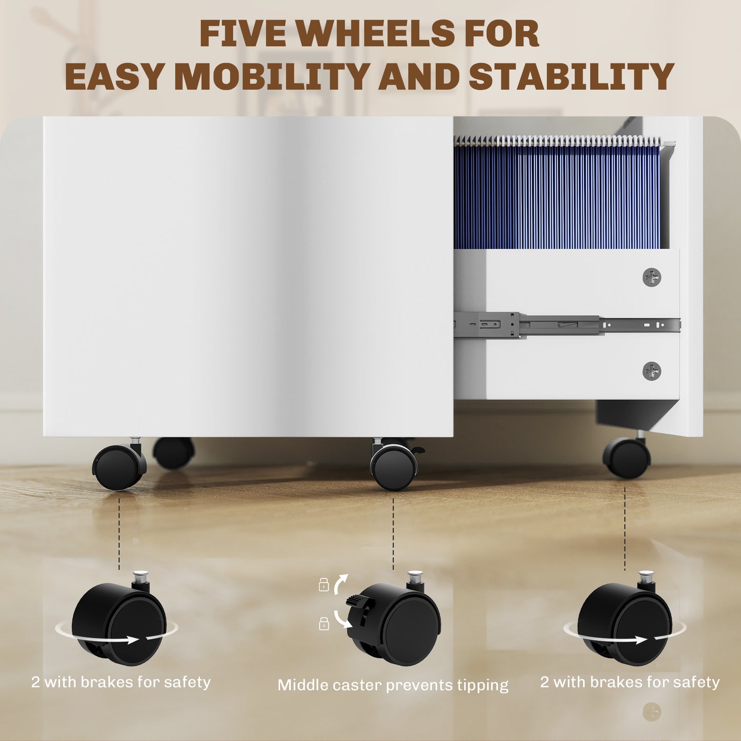 Two-Drawer Lockable Filing Cabinet - White