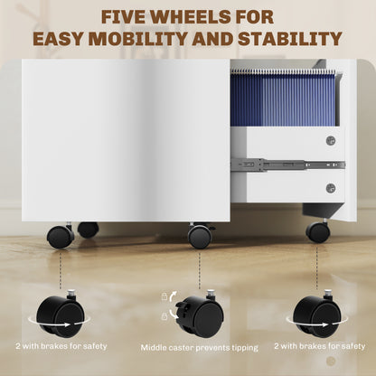 Two-Drawer Lockable Filing Cabinet - White