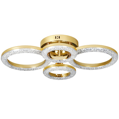4-Ring LED Ceiling Light, Flush Mount Ceiling Light with 3 Colour Temperatures, Gold Tone