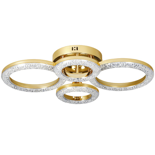 4-Ring LED Ceiling Light, Flush Mount Ceiling Light with 3 Colour Temperatures, Gold Tone