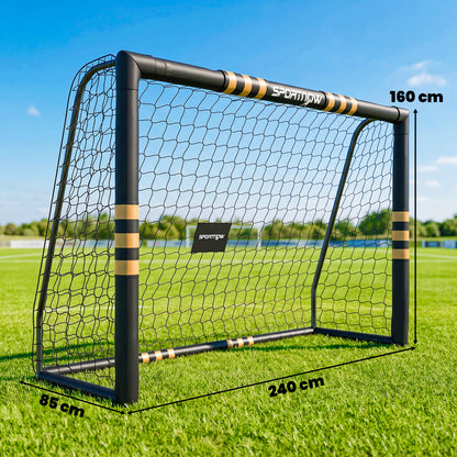 Football Goal, 8 x 5ft Portable Football Net with EPE Foam Padding, PVC Tube Covers Ground Stakes and Metal Frame