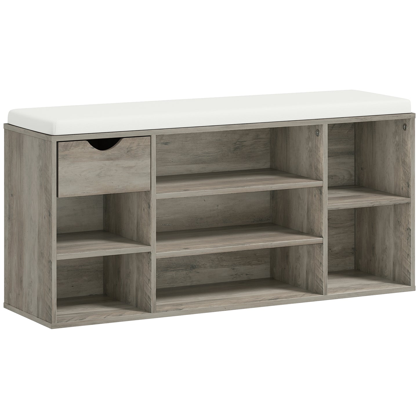 Shoe Storage Bench with Cushion - Grey