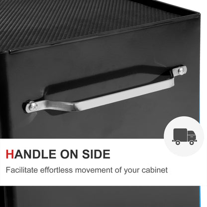 5-Drawer Tool Box on Wheels, Lockable Tool Storage Cabinet with EVA Pat, Black