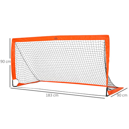 Set of 2 Football Goal Net 6 x 3 ft Foldable Outdoor Sport Training Teens Adults Football with Carrying Bag Orange