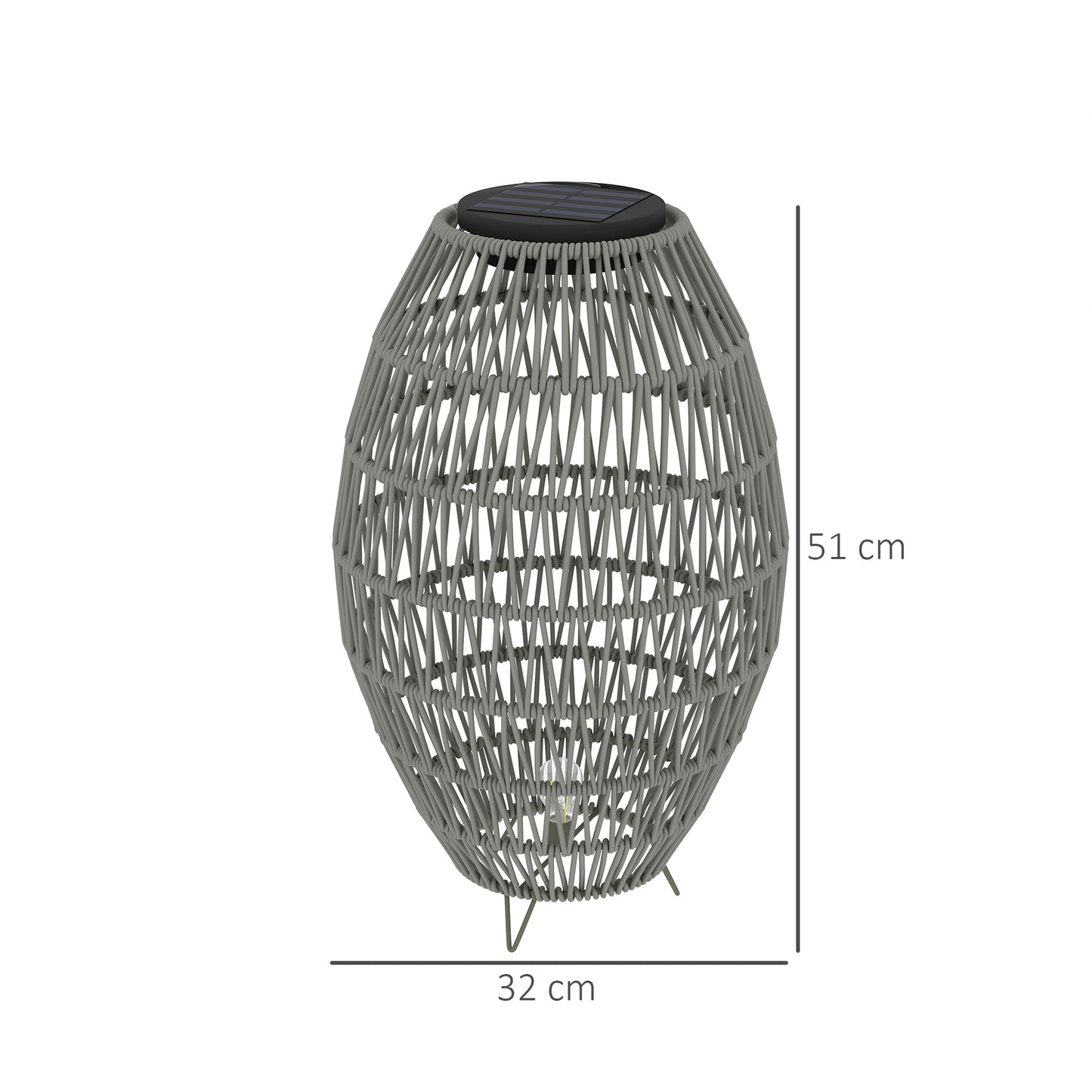 Rattan Solar Lamp, Garden Solar Lantern with Auto On/Off Light, IP44 Waterproof, Decorative Outdoor Rattan Lamp for Porch