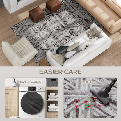 Modern Area Rug, Triangle Pattern Non-Slip Washable Rug, Chenille Floor Carpet for Living Room, Bedroom, Dining Room
