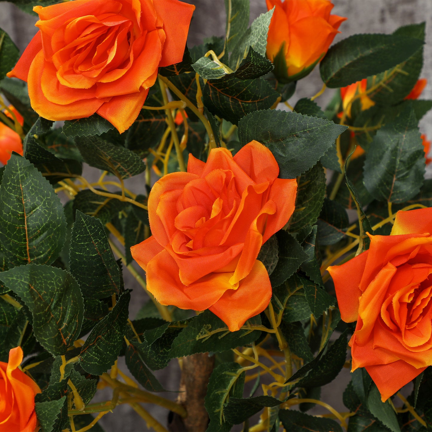 Set of 2 Artificial Plants White Rose Floral in Pot, Fake Plants for Home Indoor Decor, 90cm, Orange