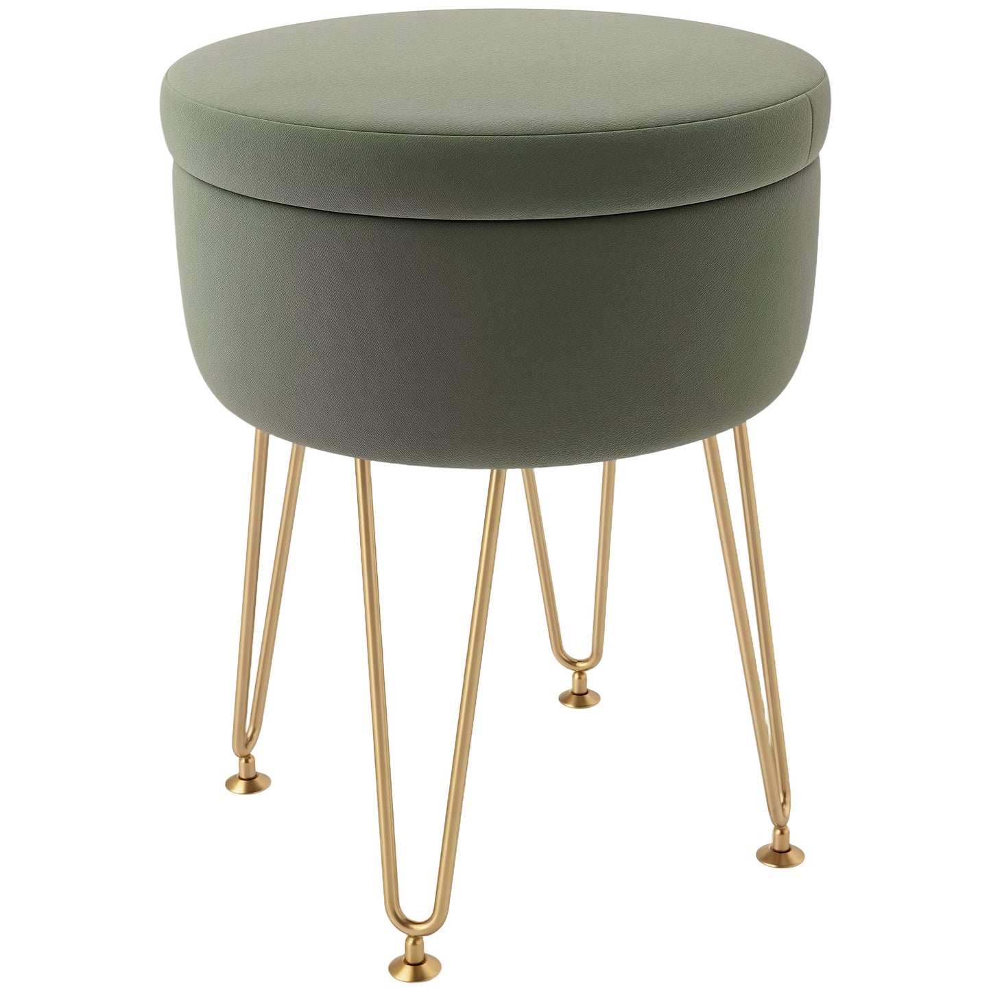 5L Velvet-Feel Storage Ottoman - Green