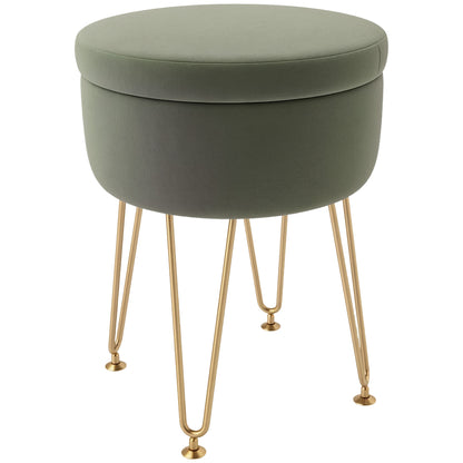 5L Velvet-Feel Storage Ottoman - Green