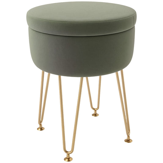 5L Velvet-Feel Storage Ottoman - Green