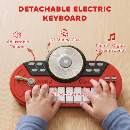 Kids Drum Set for Beginners, Drum Kit with Toy Microphone, Cymbal, Pedal & Drumsticks, Educational Musical Toy, Red