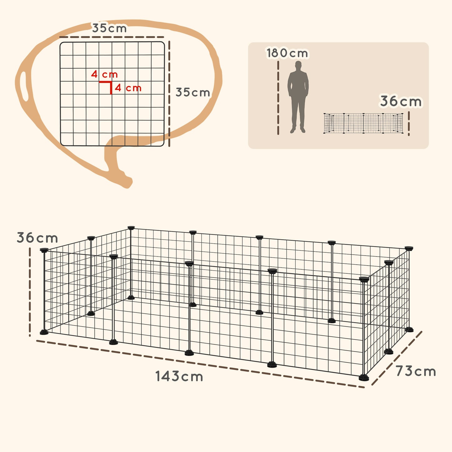 DIY Pet Playpen Metal Wire Fence 12 Panel Enclosure Indoor Outdoor Guinea Pig Bunny Small Animals Cage Black