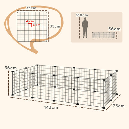 DIY Pet Playpen Metal Wire Fence 12 Panel Enclosure Indoor Outdoor Guinea Pig Bunny Small Animals Cage Black
