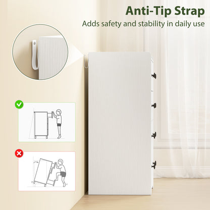 4 Drawer Chest of Drawers, Modern Dresser for Bedroom, Storage Cabinet for Living Room Entryway, White Wood Effect