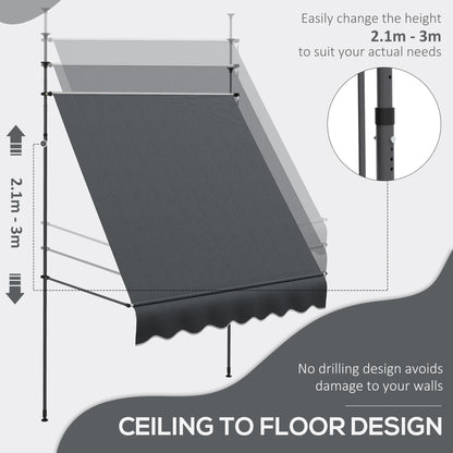 2 x 1.2m Manual Retractable Awning - Grey