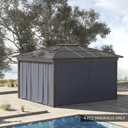 Replacement Gazebo Curtains 4-Panel Sidewalls with Zipper for 3 x 3 (M) Yard Gazebos Canopy Tent, Dark Grey