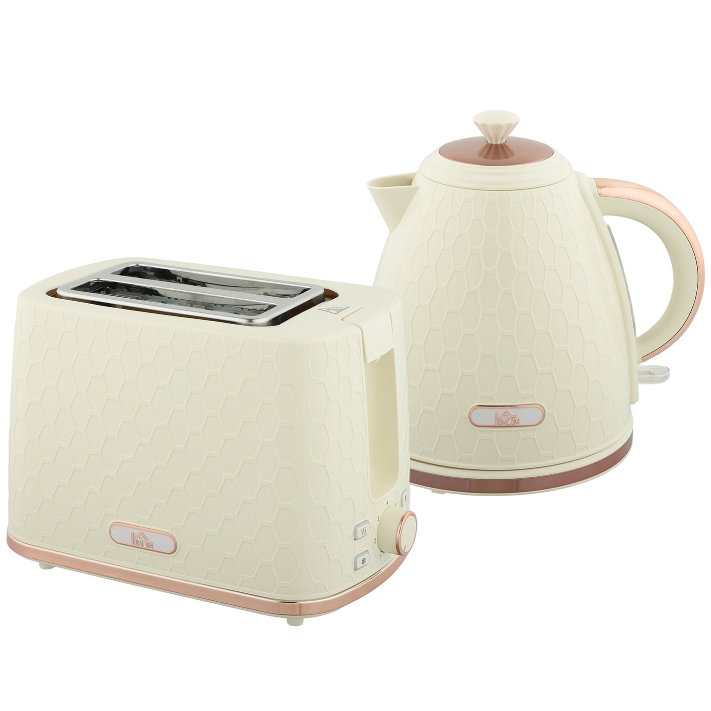 1.7L 3000W Fast Boil Kettle & 2 Slice Toaster Set, Kettle and Toaster Set with Auto Shut Off, Browning Controls, Beige