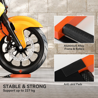 Motorcycle Wheel Cleaning Roller Stand with Aluminium Alloy Frame and Rollers