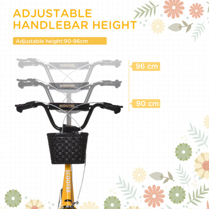 Kids Scooter, Kick Stunt Scooter with Adjustable Handlebar, Dual Brakes, Basket, Cupholder, Mudguard