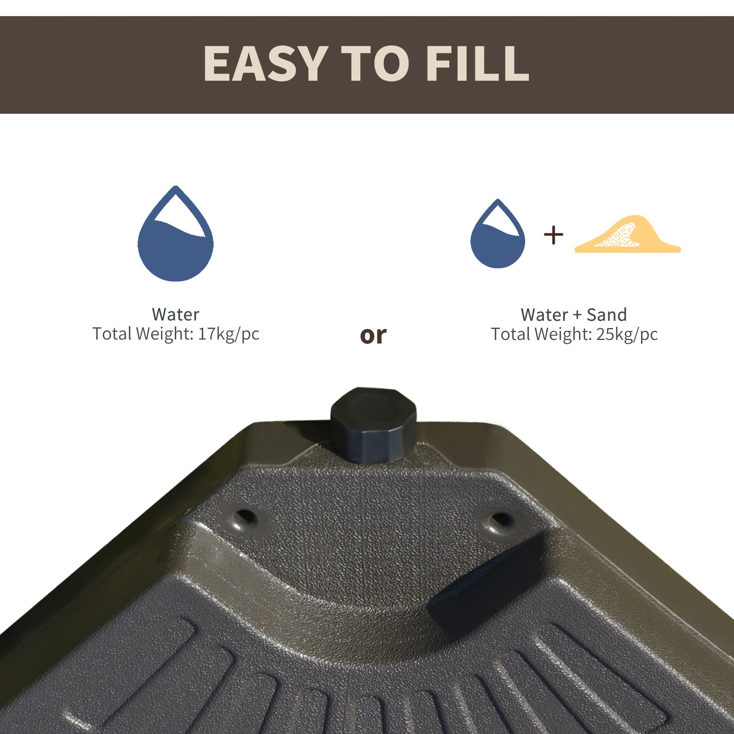 Set of 4 Fillable Parasol Weights - 100kg