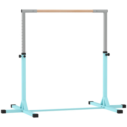 Height Adjustable Gymnastics Horizontal Bar for Kids, Children Junior Kip High Bar Fitness, Light Blue