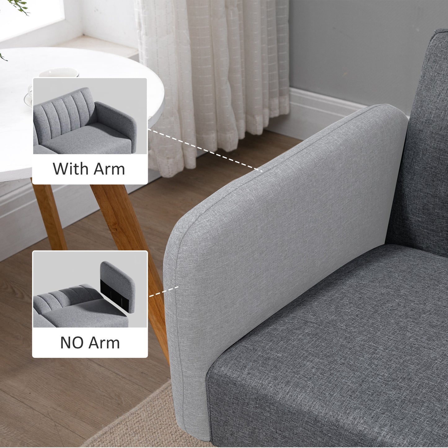 3 Seater Sofa Bed, Convertible Linen Fabric Sofa Couch, Click Clack Sofabed with Adjustable Split Backrest for Living Room