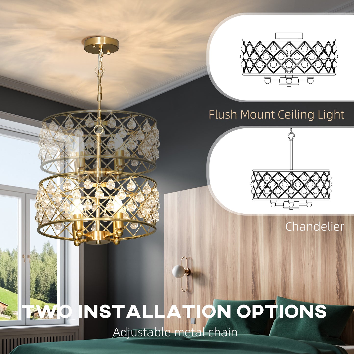 51 Crystallite Four-Bulb Chandelier - Gold-Tone