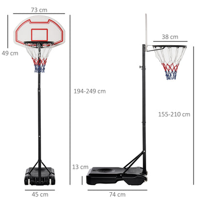Basketball Hoop Outdoor, Portable Basketball Hoop and Stand with Weighted Base, Portable on Wheels, 1.55-2.1m, for Teens