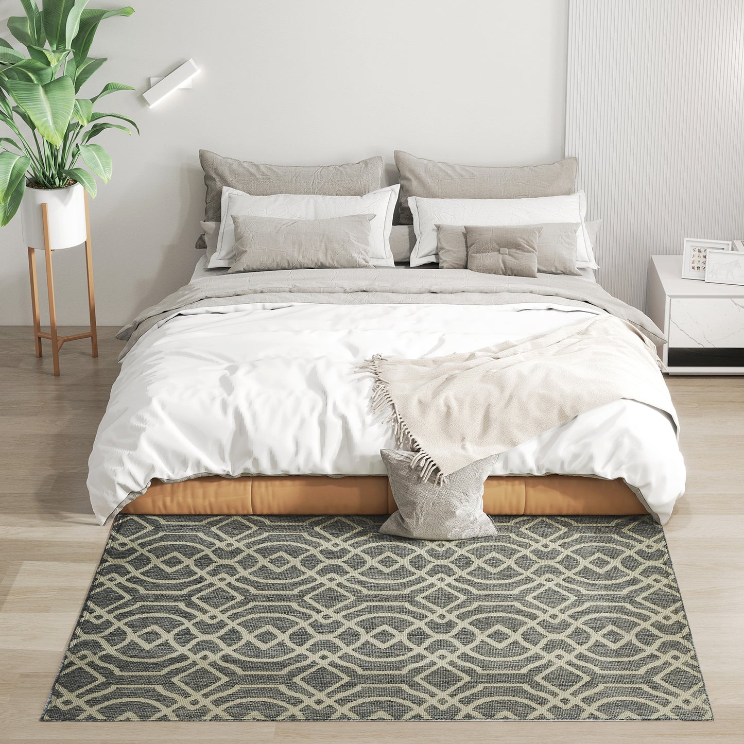 UV Resistant Indoor & Outdoor Area Rug, Easy-Cleaning Machine Washable Rug with Geometric Pattern for Patio, Garden, Kitchen