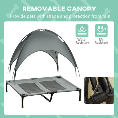 Outdoor Dog Bed with Removable Canopy, Portable Raised Dog Bed for Camping, Garden & Beach