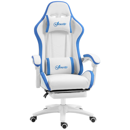 Gaming Chair, Computer Gamer Chair with Reclining High Back, Headrest, Lumbar Support, Footrest, Swivel Wheels, PU Leather