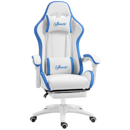 Gaming Chair, Computer Gamer Chair with Reclining High Back, Headrest, Lumbar Support, Footrest, Swivel Wheels, PU Leather