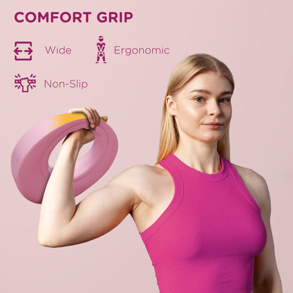 12kg Kettlebell, Kettle Bell with Wide Handle for Home Gym, Weight Lifting, Strength Training, Pink
