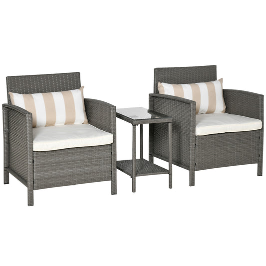 3 Pieces Rattan Bistro Set, Wicker Garden Furniture Set