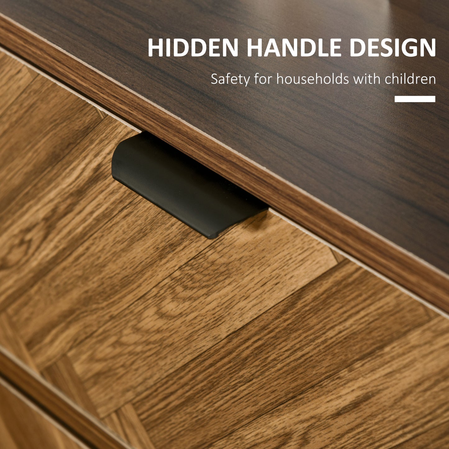 Bedside Table with Two Drawers, Side Cabinet Storage Unit with Metal Handles, Organisation Furniture for Living Room
