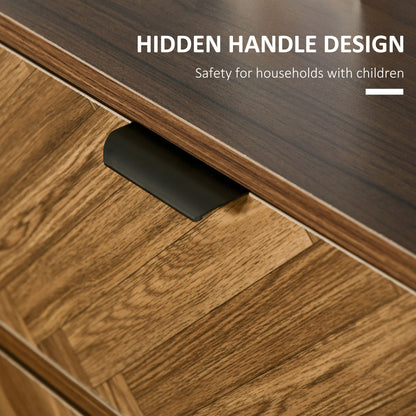 Bedside Table with Two Drawers, Side Cabinet Storage Unit with Metal Handles, Organisation Furniture for Living Room