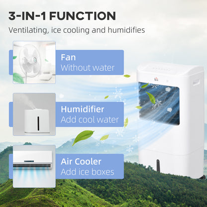 Portable Air Cooler with 15 Litre Water Tank, Oscillation, LED Display, Remote Control, 7.5 Hour Timer