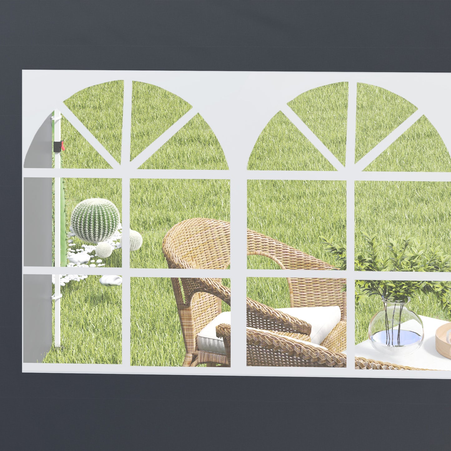 2.95 Meters Gazebo Replaceable Exchangeable Side Panel Wall Panels Walls With Window, Dark Grey