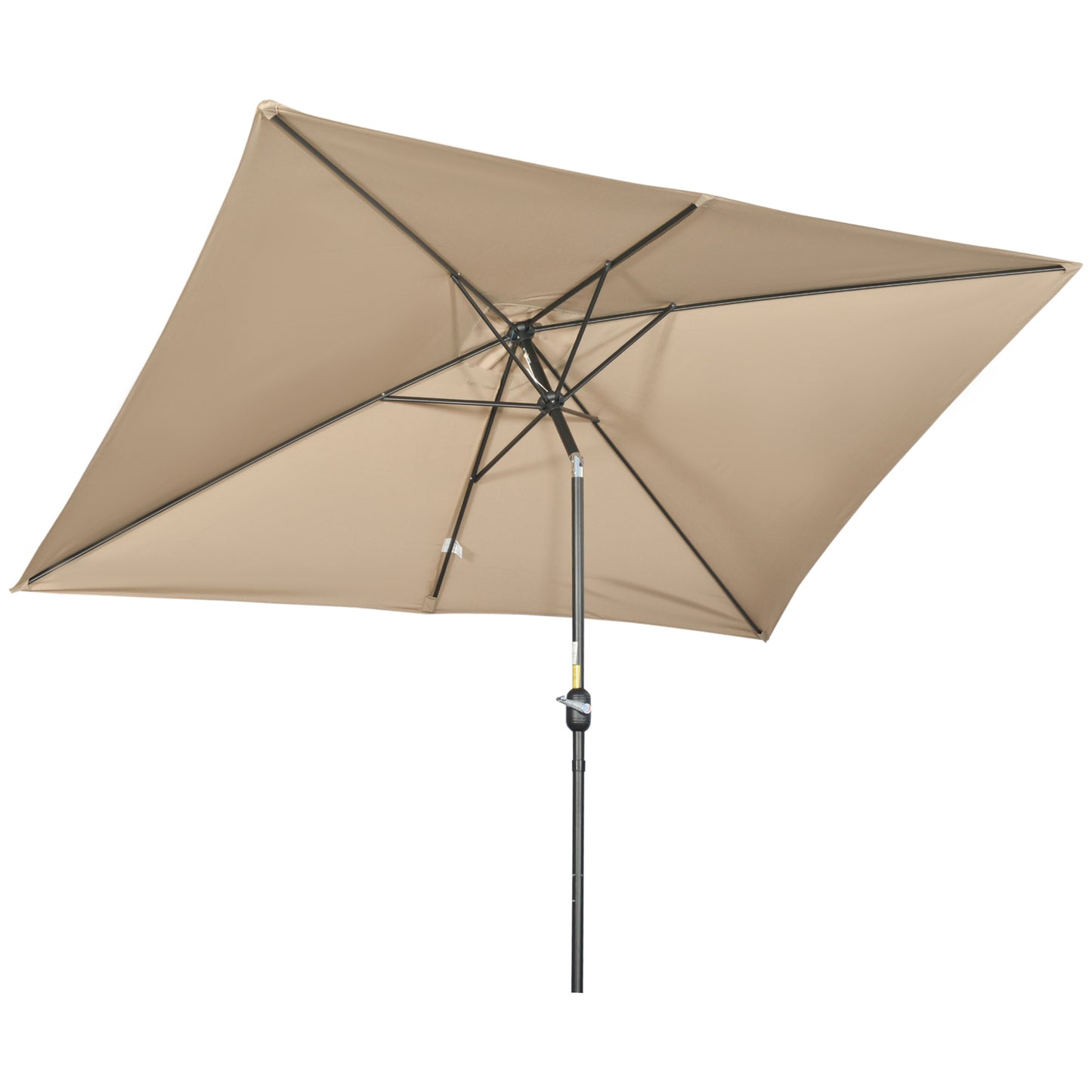 3x2m Garden Parasol Umbrella with Aluminium Pole, Tilt and Crank, Rectangular Outdoor Table Parasol Sun Shade for Patio
