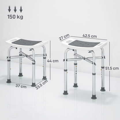 44-51.5cm Aluminium Frame Shower/Bath Stool - Grey