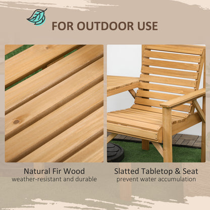Wooden Garden Love Seat, 2 Seater Jack & Jill Companion Seat with Coffee Table and Parasol Hole, Partner Bench