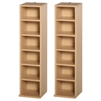 204 CD Media Display Shelf Unit Set of 2 Blu-Ray Tower Rack w/ Adjustable Shelves Bookcase Storage Organiser